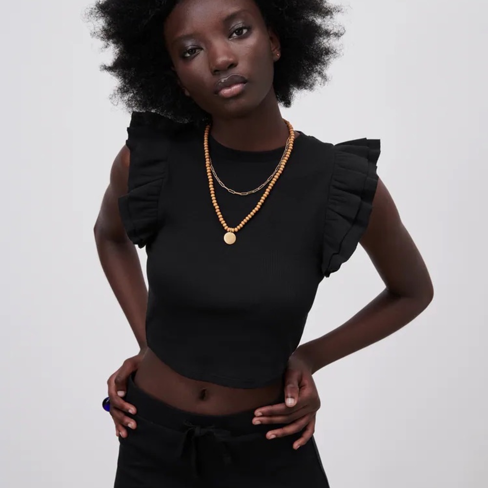 Zara ruffle sleeve tank